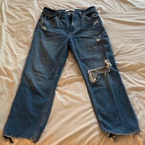 Abercrombie & Fitch Distressed Blue Women's Straight Leg Jeans